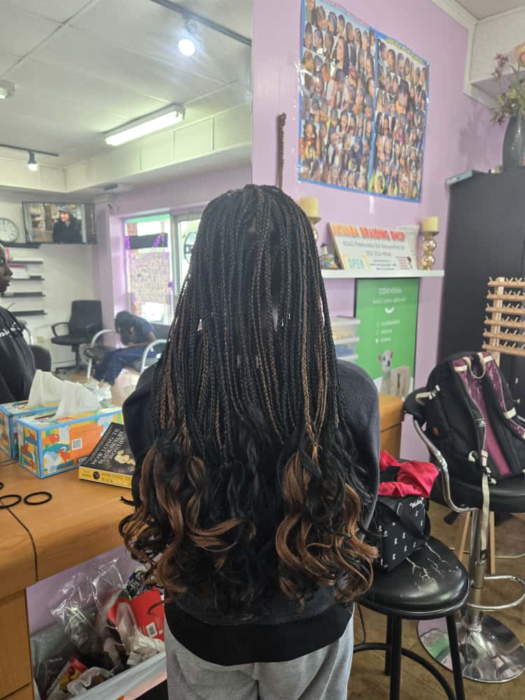 French curl braids by Akwaba Hair Braiding